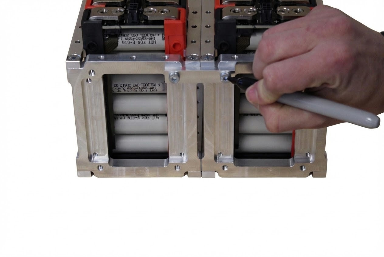 Overall view of multi-segment assembly with mending braces installed